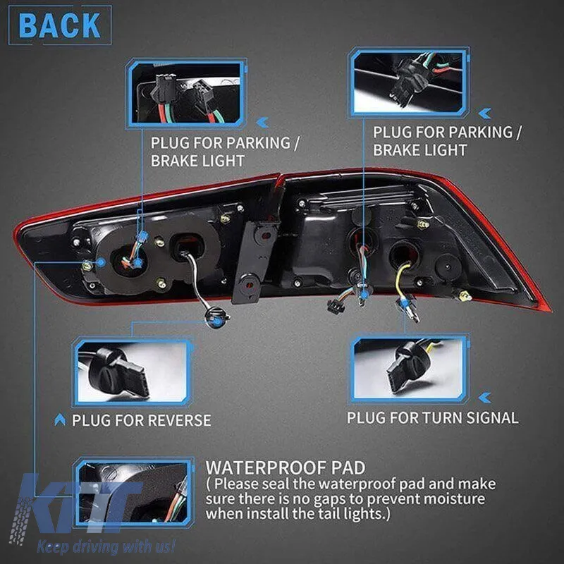Tailights Set Suitable for Mitsubishi Lancer X 08-17 Led Bar Red/Crystal VLAND