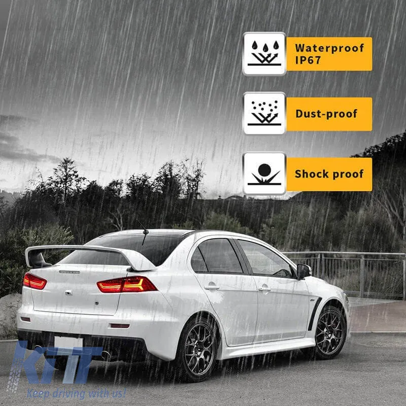 Tailights Set Suitable for Mitsubishi Lancer X 08-17 Led Bar Red/Crystal VLAND