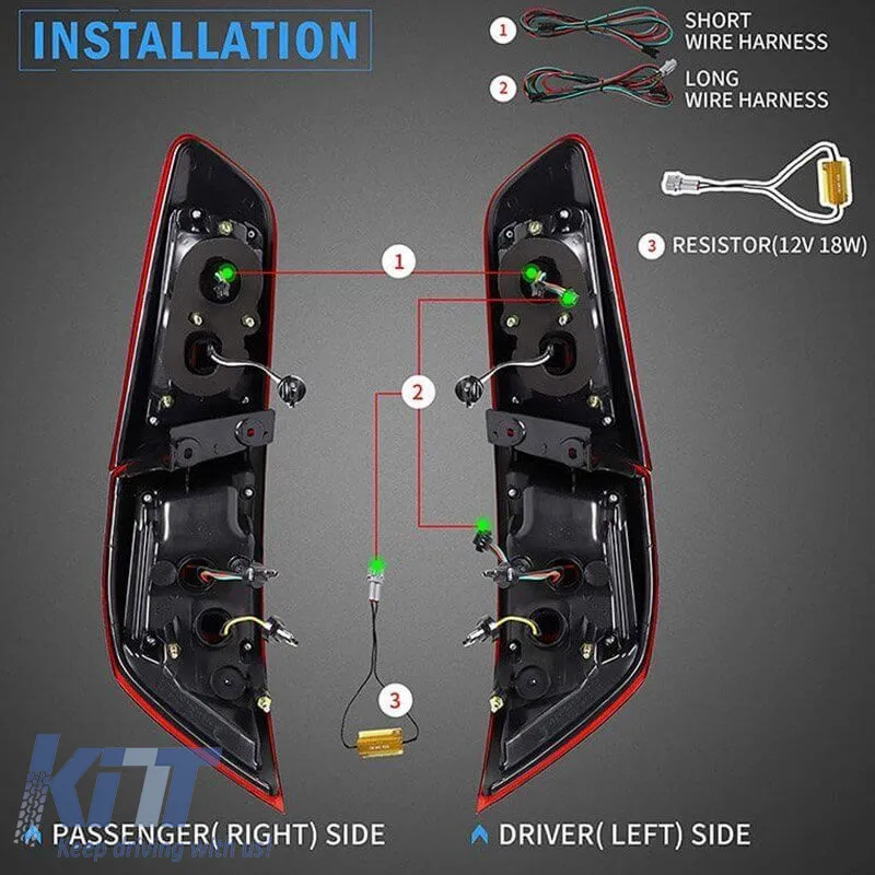 Tailights Set Suitable for Mitsubishi Lancer X 08-17 Led Bar Red/Crystal VLAND
