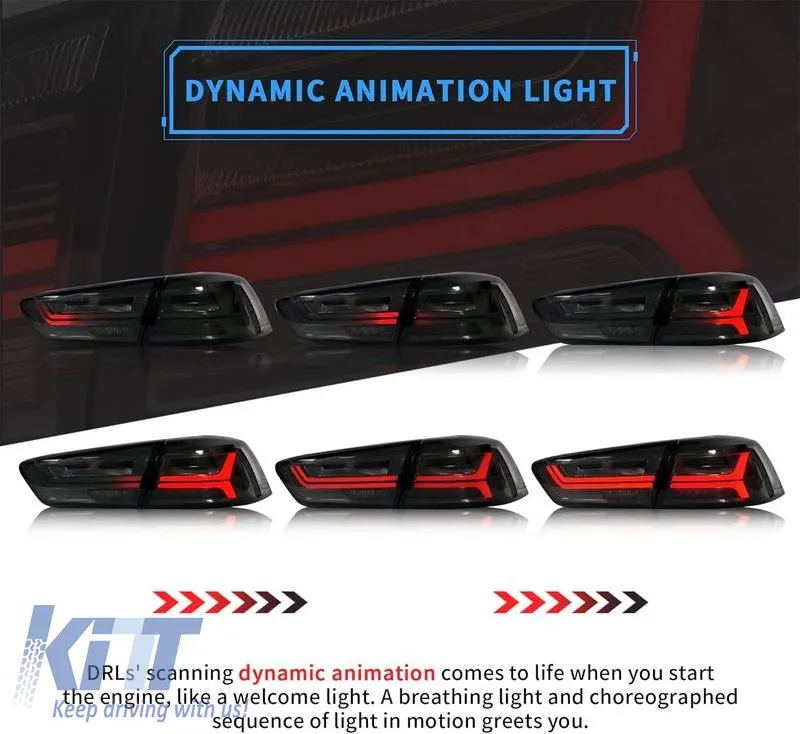 Tailights Set Suitable for Mitsubishi Lancer X 08-17 Led Bar Smoke VLAND