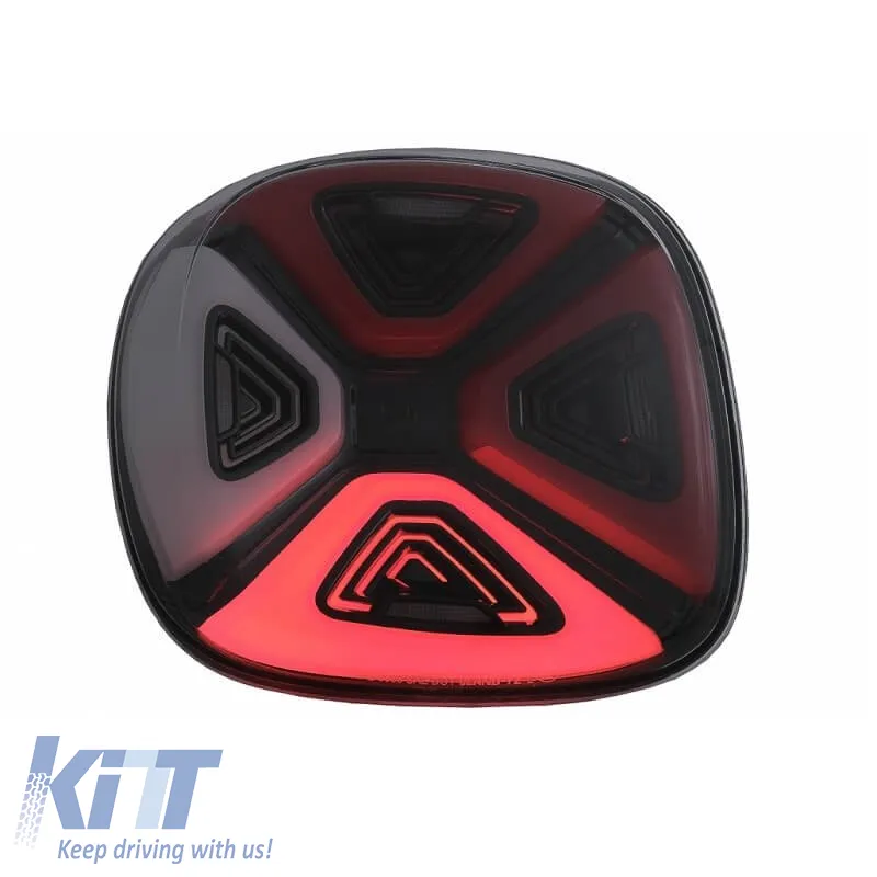 Tailights Set suitable for Smart ForTwo C453 A453, ForFour W453 14-19 Full Led Bar Dynamic Start-up Display Red Clear Black VLand