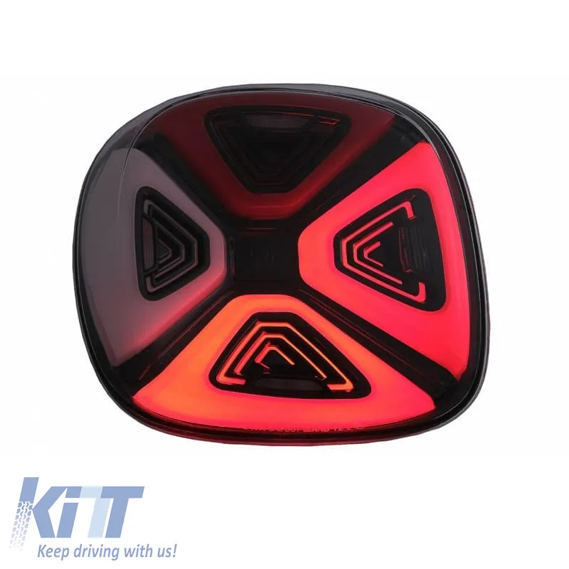 Tailights Set suitable for Smart ForTwo C453 A453, ForFour W453 14-19 Full Led Bar Dynamic Start-up Display Red Clear Black VLand