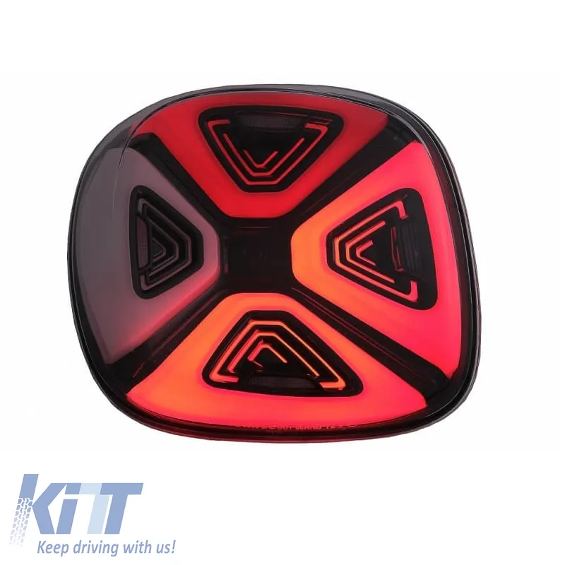 Tailights Set suitable for Smart ForTwo C453 A453, ForFour W453 14-19 Full Led Bar Dynamic Start-up Display Red Clear Black VLand