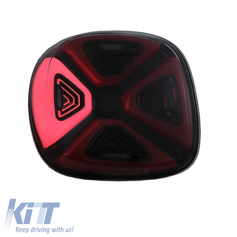 Tailights Set suitable for Smart ForTwo C453 A453, ForFour W453 14-19 Full Led Bar Dynamic Start-up Display Red Clear Black VLand
