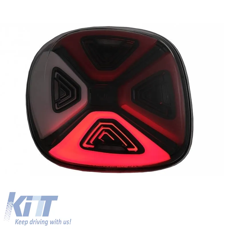 Tailights Set suitable for Smart ForTwo C453 A453, ForFour W453 14-19 Full Led Bar Dynamic Start-up Display Red Clear Black VLand