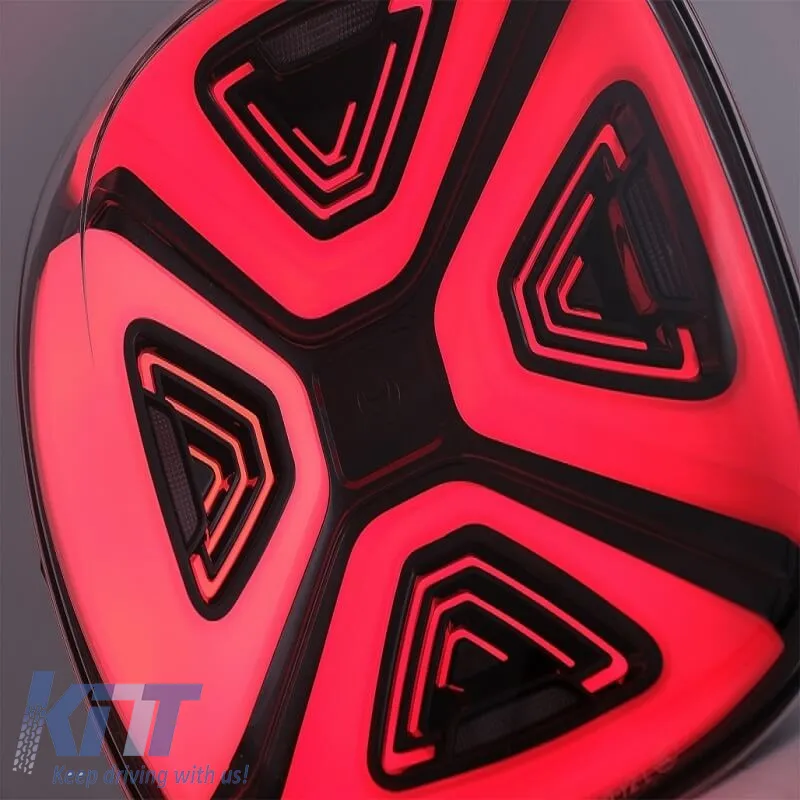 Tailights Set suitable for Smart ForTwo C453 A453, ForFour W453 14-19 Full Led Bar Dynamic Start-up Display Red Clear Black VLand