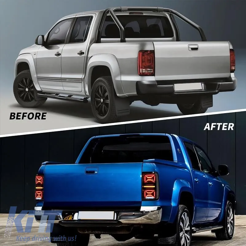 Tailights Set Suitable for VW Amarok 10-21 Full Led Bar Dynamic Signal Black / Smoke VLand