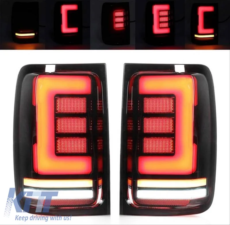 Tailights Set Suitable for VW Amarok 10-21 Full Led Bar Dynamic Signal Black / Smoke Carner