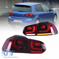Tailights Set Suitable for VW Golf VI (6) 08-12 Full LED Dynamic GTI R20 Look Cherry Red/White VLand