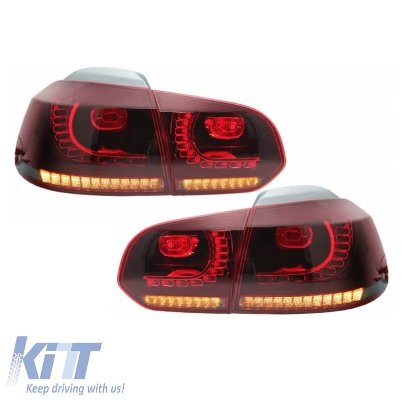 Tailights Set Suitable for VW Golf VI (6) 08-12 Full LED Dynamic GTI R20 Look Cherry Red/White VLand