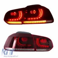 Tailights Set suitable for VW Golf VI (6) 08-12 Full Led GTI R20 Look Red/Smoke VLand-image-6291002