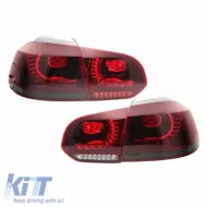 Tailights Set suitable for VW Golf VI (6) 08-12 Full Led GTI R20 Look Red/Smoke VLand-image-6291005