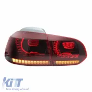 Tailights Set suitable for VW Golf VI (6) 08-12 Full Led Dynamic GTI R20 Look Cherry Red/Smoke VLand-image-6298835