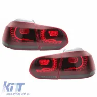 Tailights Set suitable for VW Golf VI (6) 08-12 Full Led Dynamic GTI R20 Look Cherry Red/Smoke VLand-image-6298836