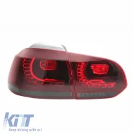 Tailights Set suitable for VW Golf VI (6) 08-12 Full Led Dynamic GTI R20 Look Cherry Red/Smoke VLand-image-6298837