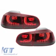 Tailights Set suitable for VW Golf VI (6) 08-12 Full Led Dynamic GTI R20 Look Cherry Red/Smoke VLand-image-6298838