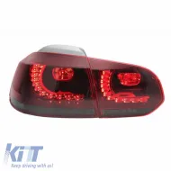 Tailights Set suitable for VW Golf VI (6) 08-12 Full Led Dynamic GTI R20 Look Cherry Red/Smoke VLand-image-6298839