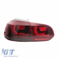 Tailights Set suitable for VW Golf VI (6) 08-12 Full Led Dynamic GTI R20 Look Cherry Red/Smoke VLand-image-6298840