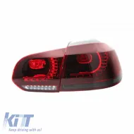 Tailights Set suitable for VW Golf VI (6) 08-12 Full Led Dynamic GTI R20 Look Cherry Red/Smoke VLand-image-6298841