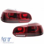 Tailights Set suitable for VW Golf VI (6) 08-12 Full Led Dynamic GTI R20 Look Cherry Red/Smoke VLand-image-6298842