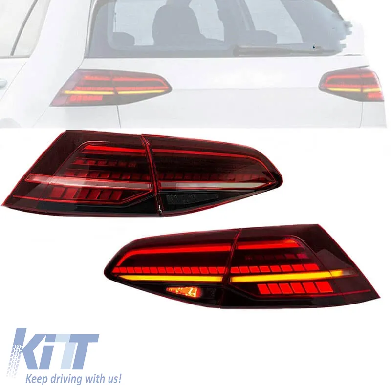 Tailights Set suitable for VW Golf VII 7 & 7.5 11-19 LED Bar Dynamic Facelift 7.5 GTI/R Look Red/Smoke VLand