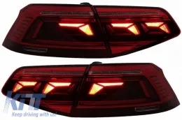 Tailights Set suitable for VW Passat B8 3G (2015-2019) Limousine Sequential Dynamic Turning Lights B8.5 Design Red/Crystal-image-6314200