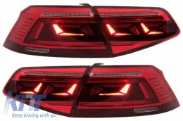 Tailights Set suitable for VW Passat B8 3G (2015-2019) Limousine Sequential Dynamic Turning Lights B8.5 Design Red/Crystal-image-6315250