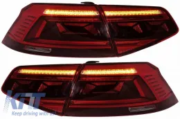 Tailights Set suitable for VW Passat B8 3G (2015-2019) Limousine Sequential Dynamic Turning Lights B8.5 Design Red/Crystal-image-6315251