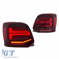 Tailights Set Suitable for VW Polo 6R 09-14 LED Bar Dynamic Red/Crystal VLand-image-6294339