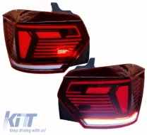 Tailights Set Suitable for VW Polo AW 2018+ LED R-Line Look Red/Crystal-image-6314191