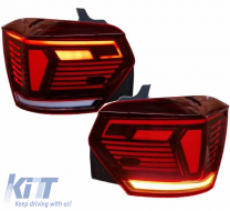 Tailights Set Suitable for VW Polo AW 2018+ LED R-Line Look Red/Crystal