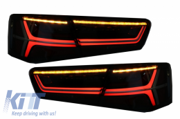 Taillights Full LED suitable for Audi A6 4G C7 Limousine (2011-2014) Smoke Facelift Design with Sequential Dynamic Turning Lights-image-6042103