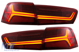 Taillights Full LED suitable for Audi A6 4G C7 Limousine (2011-2014) Red Clear Facelift Design with Sequential Dynamic Turning Lights - TLAUA64GRC