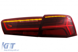 Taillights Full LED suitable for Audi A6 4G C7 Limousine (2011-2014) Red Clear Facelift Design with Sequential Dynamic Turning Lights-image-6042653