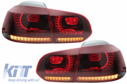 Taillights Full LED suitable for VW Golf 6 VI (2008-2013) R20 Design Red Smoke Turning Light Static - TLVWG6R20RS