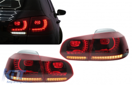Taillights Full LED suitable for VW Golf 6 VI (2008-2013) R20 Design Red Cherry with Sequential Dynamic Turning Lights (LHD and RHD)-image-6089309