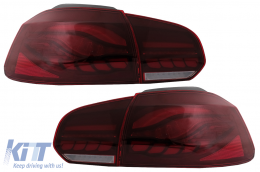 Taillights Full LED suitable for VW Golf 6 VI (2008-2013) Red Smoke with Sequential Dynamic Turning Lights (LHD and RHD)-image-6082697