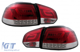 Taillights Full LED suitable for VW Golf 6 VI (2008-2013) Red Clear - TLVWG6RCLED