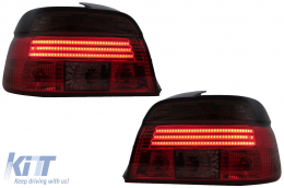 Taillights LED BAR suitable for BMW 5 Series E39 Sedan (09.1995-08.2000) Red Smoke - TLBME39RS