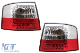 Taillights LED suitable for Audi A6 4B C5 Avant Station Wagon (12.1997-01.2005) Clear Glass Red and White - TLAUA64BAVRC