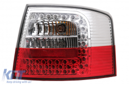 Taillights LED suitable for Audi A6 4B C5 Avant Station Wagon (12.1997-01.2005) Clear Glass Red and White-image-6077100