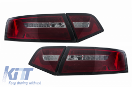 Taillights LED suitable for Audi A6 4F2 C6 Limousine (2008-2011) Red Smoke Facelift Design with Sequential Dynamic Turning Lights-image-6047792