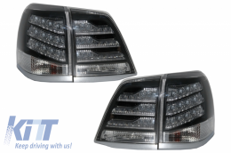 Taillights LED suitable for Toyota Land Cruiser FJ200 J200 (2008-2011) Black and White - TLTOLC08FLEDB
