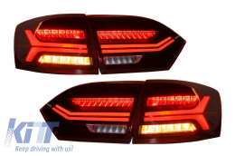 Taillights LED suitable for VW Jetta Mk6 VI (2012-2014) Dynamic Flowing Turn Signals Red Smoke-image-6020985