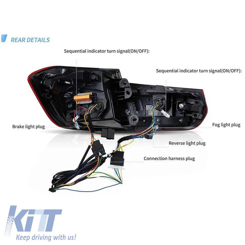 Taillights Set suitable for BMW 3 F30 11-18 Sedan CSL M3 F80 / Laser Look Red/Crystal Vland