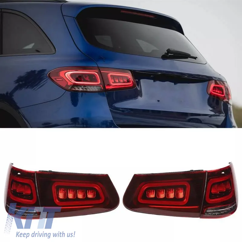 Taillights Set suitable for Mercedes-Benz GLC C253/X253 Pre-Face To Facelift Look Full Led Bar Red/Crystal Carner