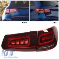 Taillights Set suitable for Mercedes-Benz GLC C253/X253 Pre-Face To Facelift Look Full Led Bar Red/Crystal Carner-image-6314657