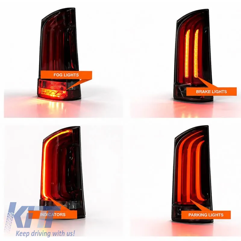 Taillights Set suitable for Mercedes-Benz Vito W447 14+ Look W448 Full Led Bar & Led Signal Dynamic Black/Crystal Carner