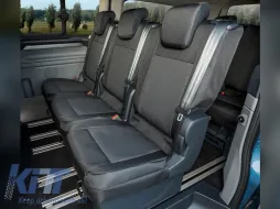 Tapicería Kegel a medida adecuada para los asientos de la segunda fila 1+1+1 en Ford Tourneo Custom, Volkswagen T7 después de 2024, negra con gris-image-6212373