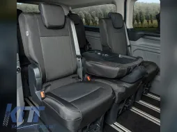 Tapicería Kegel a medida adecuada para los asientos de la segunda fila 1+1+1 en Ford Tourneo Custom, Volkswagen T7 después de 2024, negra con gris-image-6212374